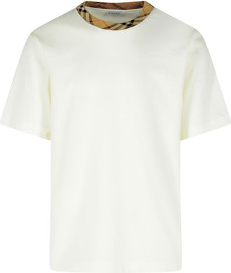 Burberry ryan In Cotone Bianca Con Finiture check T-shirt