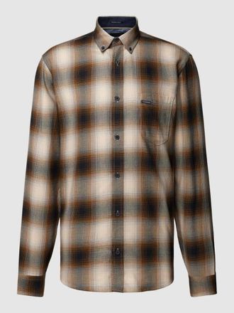 Lindbergh Lindbergh Freizeithemd mit Button-Down-Kragen in Hellbraun, Gr&ouml;&szlig;e M