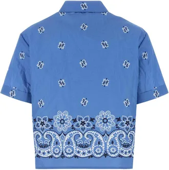 Miu Miu Lace-Trimmed Poplin Shirt - Blue