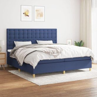 vidaXL Vidaxl - Cama Box Spring Con Colch&oacute;n Tela Azul 200x200 Cm