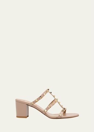 Valentino Garavani 60mm Rockstud Leather Caged Mule Sandals
