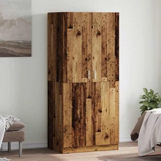 Berkfield Home Wardrobe Old Wood 90x52x200 cm Engineered Wood in Brown | Size: 90 x 52 x 200 cm