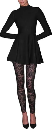 Fleur du Mal Knit Long Sleeve Corset Dress in Black at Nordstrom, Size X-Small
