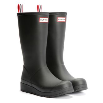 Hunter Play Tall Rubber Womens Black Wellington Boots - Size UK 4