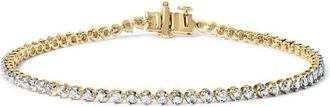 House of Brilliance 10K Yellow Gold Plated Sterling Silver 1.0 Cttw Round Diamond Tennis Bracelet