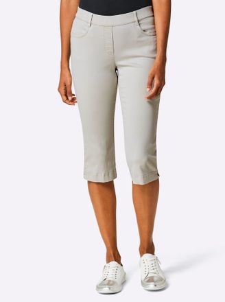 Ascari Caprijeans ASCARI, Damen, Gr. 40, Normalgr&ouml;ssen, grau (hellgrau), 54% Baumwolle, 37% Lyocell, 6% Elastomultiester, 3% Elasthan, unifarben, kurz, Jeans