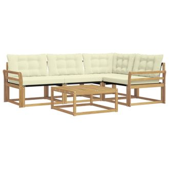 vidaXL Conjunto De Sof&aacute;s De Exterior 5 Pcs Blanco Y Crema Vidaxl