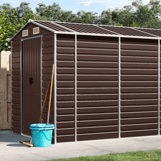 vidaXL Cobertizo De Jard&iacute;n Acero Galvanizado Marr&oacute;n 191x470x198 Cm Vidaxl