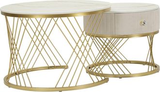 Mauro Ferretti Mesas de centro de terciopelo y metal cm ø 70x48-50x43,5