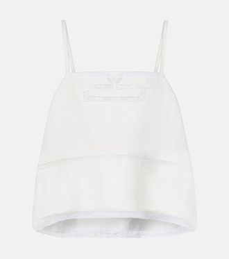 Prada Lace-trimmed linen top