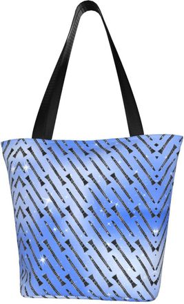 AOOEDM Clarinet Musical Instrument Reusable Tote Bag Women Casual Handbag Shoulder Bags for Shopping Groceries Travel Outdoors