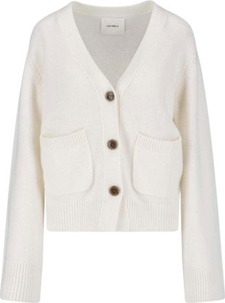 Lisa Yang Cropped V-Neck Button Knit Sweater
