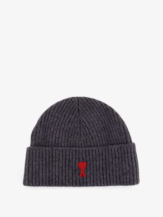 Ami Cappello in lana vergine con logo ricamato frontale - AMI PARIS - gender_Man