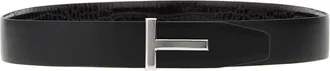 Tom Ford Reversible Crocodile-Print Leather Belt - Black