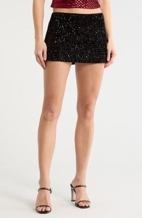 Le Lis Blanc Deux Velvet Sequin Micro Shorts in Black at Nordstrom Rack, Size Medium