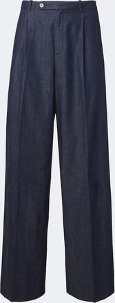 Jil Sander Pantalones anchos de chambray de algod&oacute;n