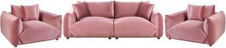 Beliani Beliani - Modern 5 Seater Velvet Sofa Set with Scatter Cushions and Armchairs Pink Luvos