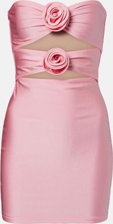 Adriana Degreas Vestido corto con aberturas y apliques florales