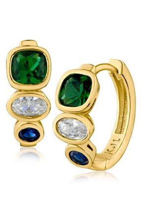 Kenneth Jay Lane Mixed CZ Huggie Hoop Earrings in Multi/Gold at Nordstrom Rack
