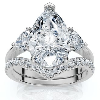 Pompeii3 Certified 3.60Ct Diamond Engagement Wedding Ring Set 14k Gold or Pt Lab Grown