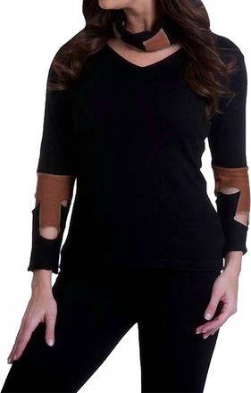 Angel Cut Work Sweater In Black/cognac