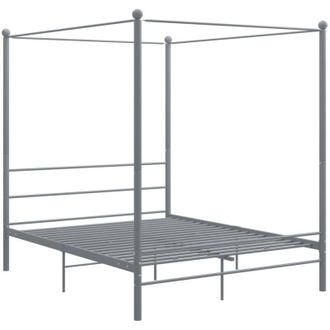 vidaXL Canopy Bed Frame without Mattress Grey Metal 160x200 cm Vidaxl