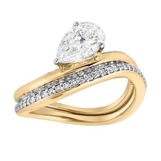 LuvMyJewelry Selena Silk Wave 2.00 Ct Pear Lab Grown Diamond Engagement Ring in 14K Yellow Gold at Nordstrom, Size 7