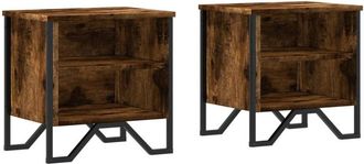 vidaXL Vidaxl - Mesitas Noche 2 Uds Madera Ingenier&iacute;a Roble Ahumado 40x30x40 Cm