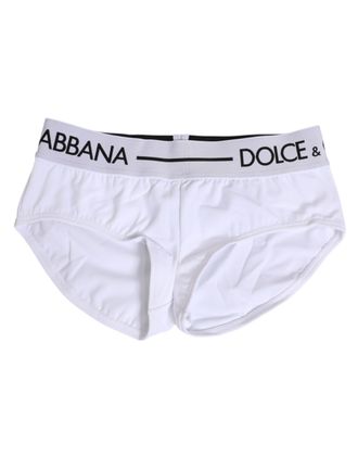 Dolce & Gabbana White Nylon Logo Waistband Shorts Womens Underwear