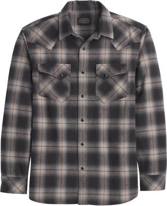 Pendleton Mens Wyatt Snap Front Shirt In Charcoal Grey Plaid