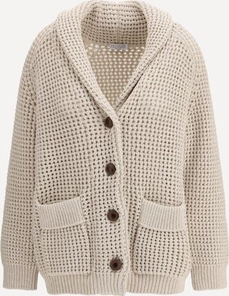 Brunello Cucinelli Cardigan in rete in cotone Woman M