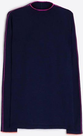 Vilagallo Womens Sweater With Piping Trim In Navy