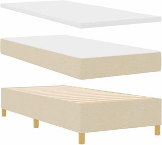 vidaXL Box Spring Bed with Mattress Cream 100 x 200 cm Fabric vidaXL