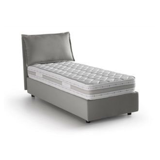 Dmora Cama Individual Dcrnigo, Cama Contenedor Con Revestimiento De Tela, 100% Made In Italy, Apertura Frontal, Con Colch&oacute;n Cm 90x200 Incluido, Gris - Dmora