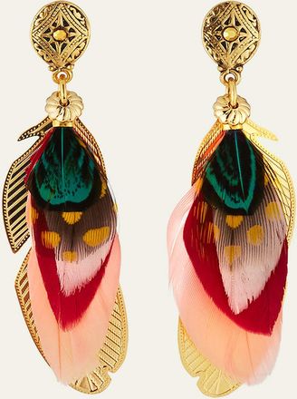 Gas Bijoux Sao Feather Drop Earrings