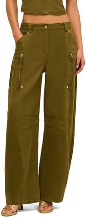 Cult Gaia Sigrid Twill Barrel Leg Pants in Rosemary at Nordstrom, Size 00