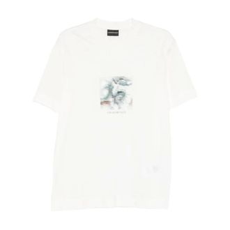 Emporio Armani Grafisch Print Katoenen T-shirt - Heren - Tops - Wit - Maat: XL Katoen