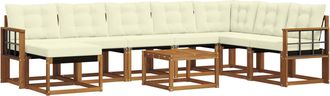vidaXL Conjunto De Sof&aacute;s De Exterior 9 Uds. Natural Y Crema Vidaxl