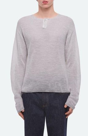 Helmut Lang Texture Henley Sweater in Cool Grey at Nordstrom, Size X-Large