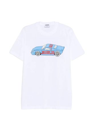 Moschino Colorful Graphic Sports Car T-Shirt With Classic Crew Neckline