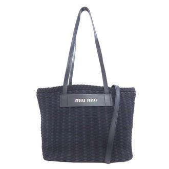 Miu Miu Blue Canvas Tote Bag (Pre-Owned)