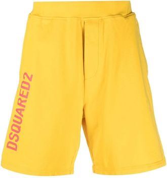 Dsquared2 cotton logo print shorts - men - Cotton/Cotton - M - Yellow