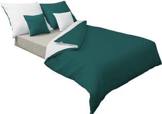 OEM Ropa De Cama Satinada Doble Cara 140x200 + 70x80 Blanco/pero Verde Matex