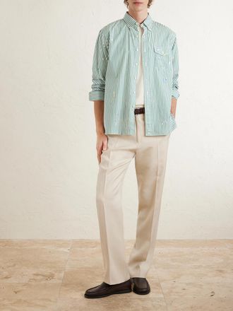 Polo Ralph Lauren Button-Down Collar Paint-Splattered Cotton-Poplin Shirt