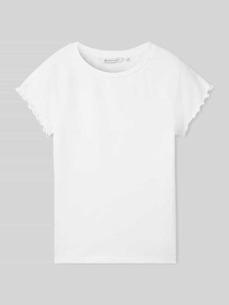 Tom Tailor Denim Slim Fit T-Shirt aus Rippstrick in Weiss, Gr&ouml;&szlig;e XS