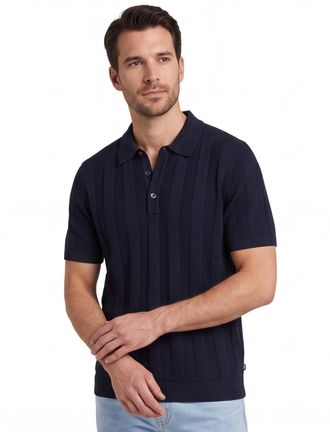 Brax Brax poloshirt gestreept donkerblauw normale fit katoen