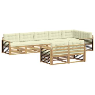 vidaXL Conjunto De Sof&aacute;s De Exterior 8 Uds. Blanco Y Crema Poli&eacute;ster Vidaxl