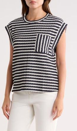 Bobeau Cap Sleeve Top in Dark Navy/Cream at Nordstrom Rack, Size X-Small