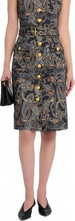 L'agence Idy Button Front Dress In Midnight Multi Etched Paisley