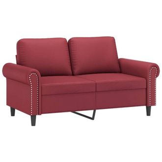 vidaXL Sof&aacute; De 2 Plazas De Cuero Sint&eacute;tico Rojo Vino 120 Cm Vidaxl